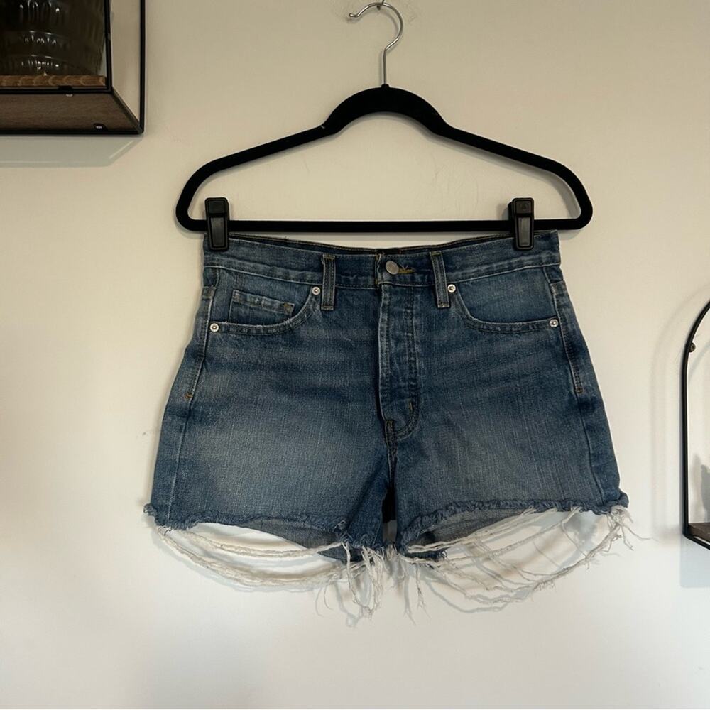 BDG Button Fly Boyfriend Low Rise Denim Distressed Jean Shorts Size 25